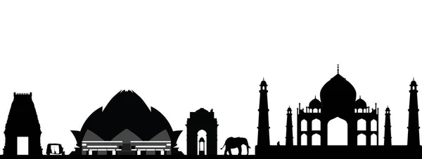 Nova cidade delhi skyline desenho —  Vetores de Stock