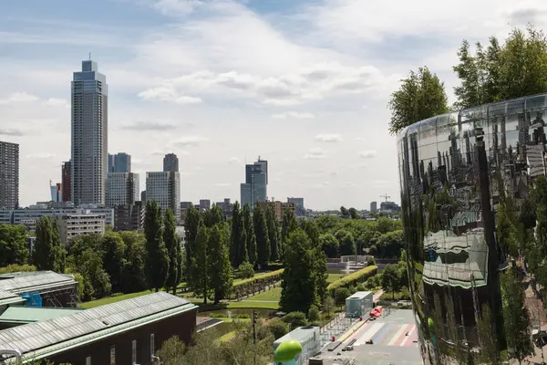 Rotterdam Holland 2022 Skyline City Rotterdam Netherlands Lot Greenery Zalhaventower — Stok fotoğraf