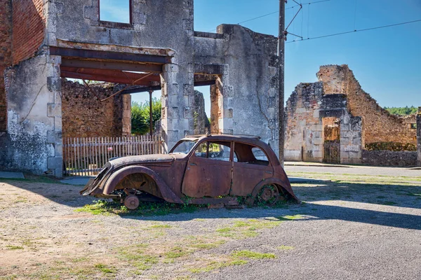 Remains Doctors Car Oradour Sur Glane Village France 600 Men — Stock Photo, Image