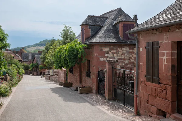 Collonges Rouge Belirgin Kırmızı Tuğlalı Evler Fransa Nın Ortaçağ Eski — Stok fotoğraf