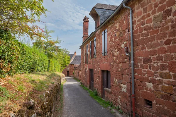 Collonges Rouge Belirgin Kırmızı Tuğlalı Evler Fransa Nın Ortaçağ Eski — Stok fotoğraf
