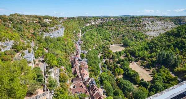 Rocamadour Francja 2022 Widok Kościoła Szczycie Miasta Rocamadour Miasta Episkopalnego — Zdjęcie stockowe