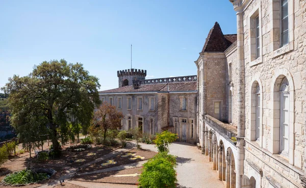Los Antiguos Terrenos Del Monasterio Medieval Fortaleza Ciudad Francesa Rocamadour — Foto de Stock