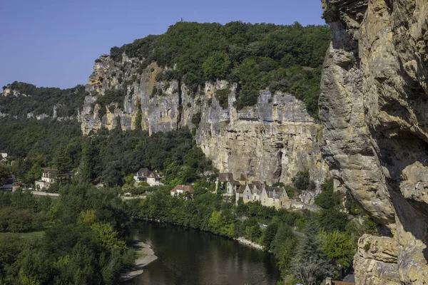 Los Precipicios Hermosos Dordogne Con Pueblo Roque Gageac — Foto de Stock