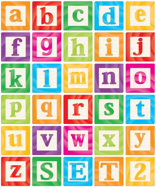 Vektor Baby Blocks Set 2 von 3 - kleine Buchstaben Alphabet — Stockvektor