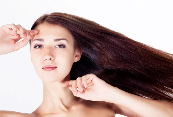 Mulher com cabelo comprido — Fotografia de Stock