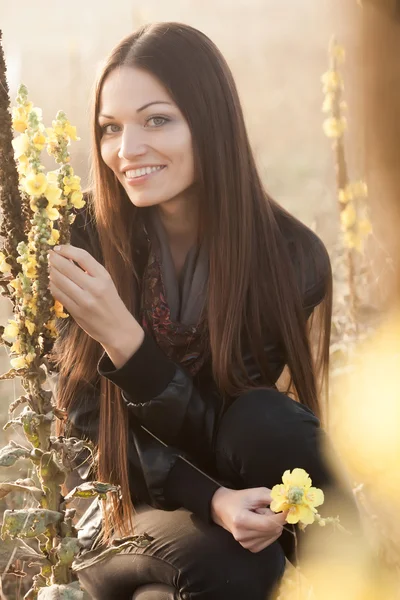 Dívka na louce — Stock fotografie