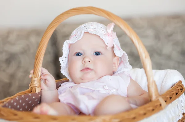 Infant in the basket — Stock Photo, Image