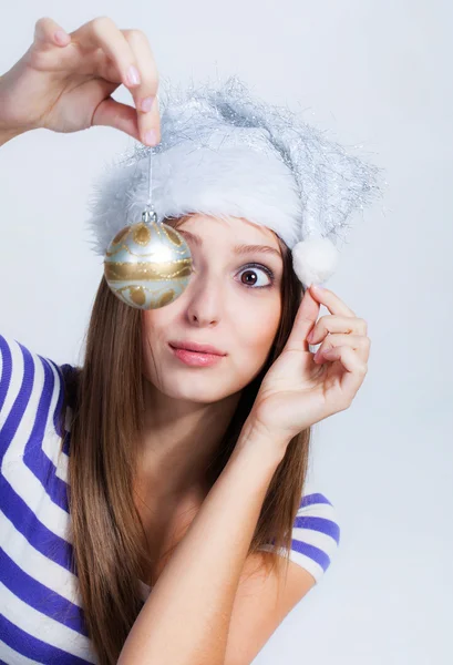 Girl with christmas ball — Stock Photo, Image