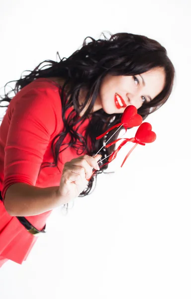 Girl with heart in hand — Stock Photo, Image