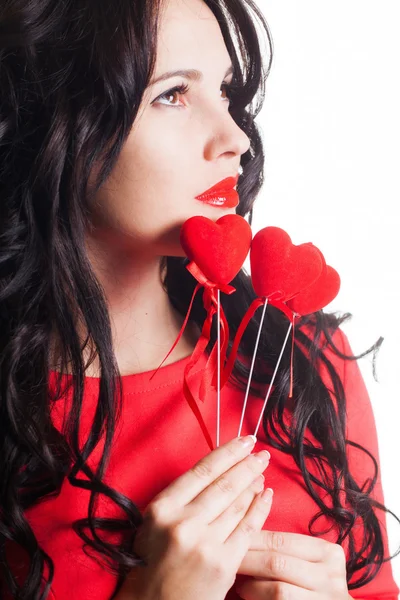 Mädchen mit Herz in der Hand — Stockfoto