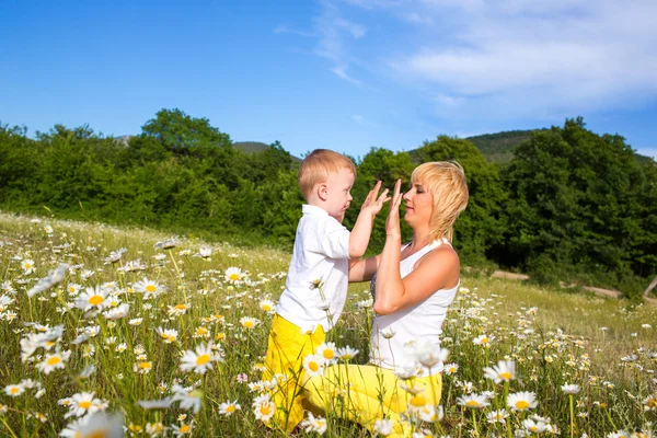 Família no prado — Fotografia de Stock