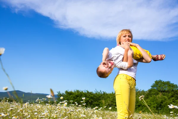 Familie auf der Wiese — Stockfoto