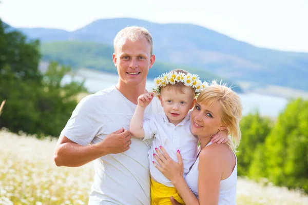 Familie auf der Wiese — Stockfoto