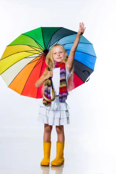 Little girl portrait with umbrella — Stock Photo, Image