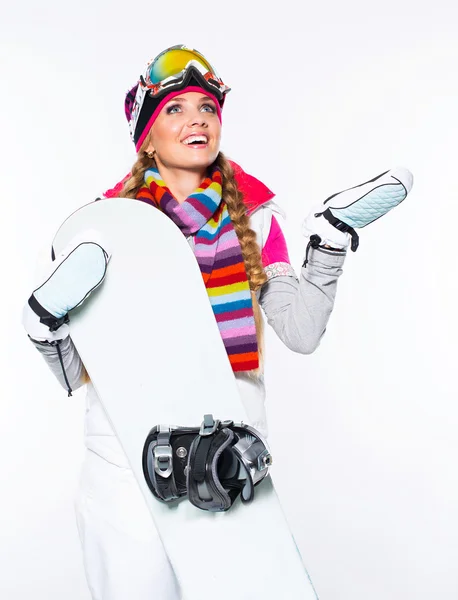 Kvinna i vinterkläder i studio — Stockfoto