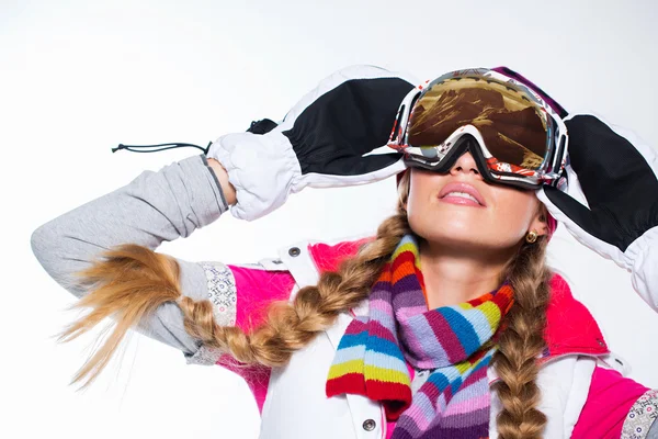 Woman in winter clothes in studio — Stock Photo, Image