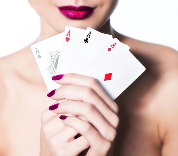 kız portre ile oyun kartları