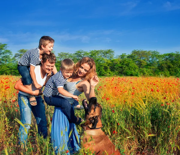 çayır üzerinde oynarken aile