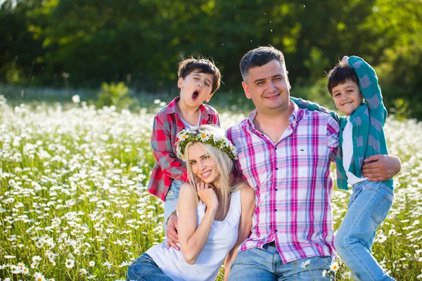 Familia en el prado — Foto de Stock