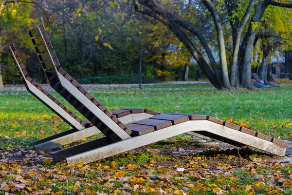 Скамейки Открытым Небом Парке Лигет Нью Йорке — стоковое фото