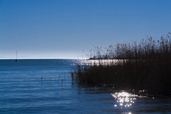 Balatonalmádi Strand Egy Napos Téli Napon — Stock Fotó