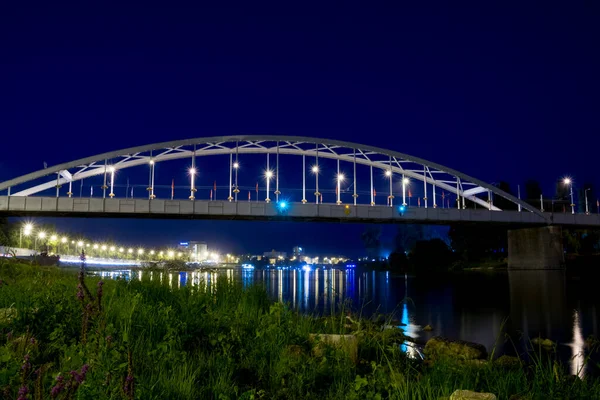 Stadtbrücke Über Die Theiß Szeged Bei Nacht — Stockfoto