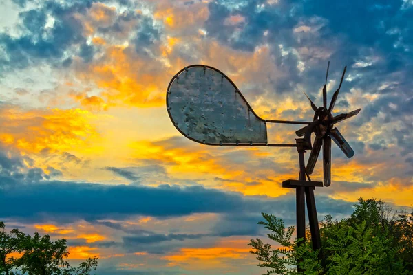 Tin Pinwheel Working Windy Weather — Stok fotoğraf