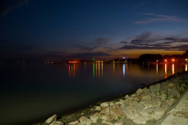 Night scene of the beach of Balatonkenese
