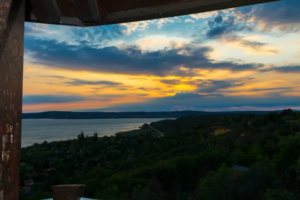 View Lake Balaton Lookout Tower Balatonkenese — Foto de Stock