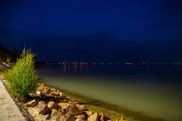 Night scene of the beach of Balatonkenese