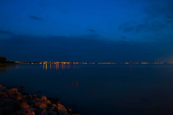 Night Scene Beach Balatonkenese — ストック写真