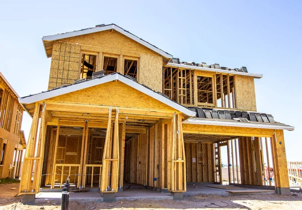 New Multi Story Home Construction Roofing Tile — Photo