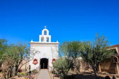 Stucco Cemetery Chapel At Mission Xavier De Back In Arizona