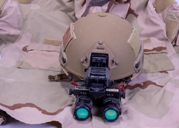American Military Helmet With Night Vision Goggles
