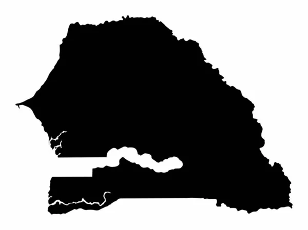 Mappa Silhouette Senegal Isolata Sfondo Bianco — Vettoriale Stock