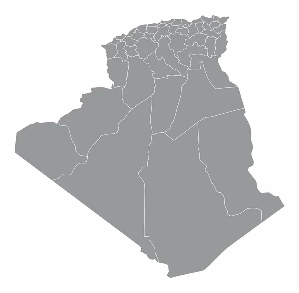 Alžírsko Administrativní Mapa Izolované Bílém Pozadí — Stockový vektor