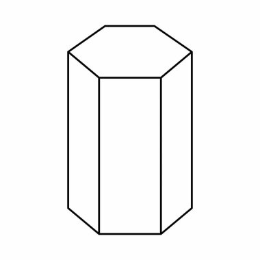Altıgen Prizma ikonu. Beyaz arkaplanda siyah çizgiler.