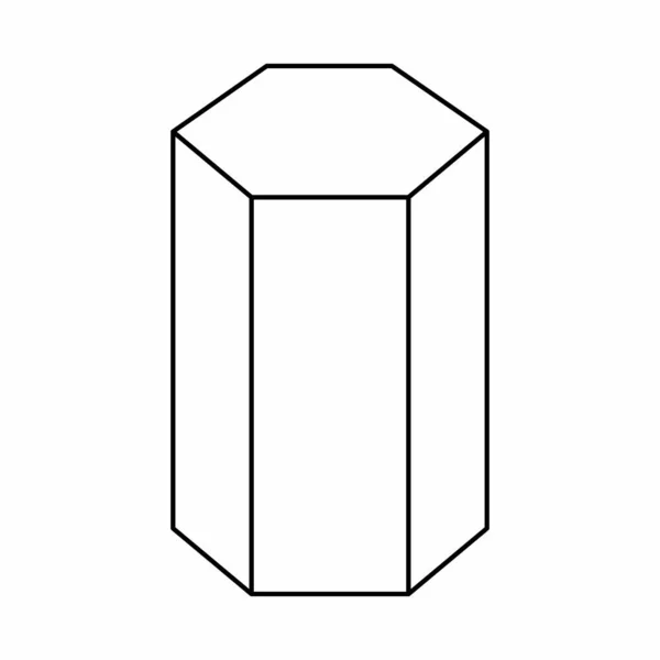 Icône Prisme Hexagonal Contours Noirs Sur Fond Blanc — Image vectorielle