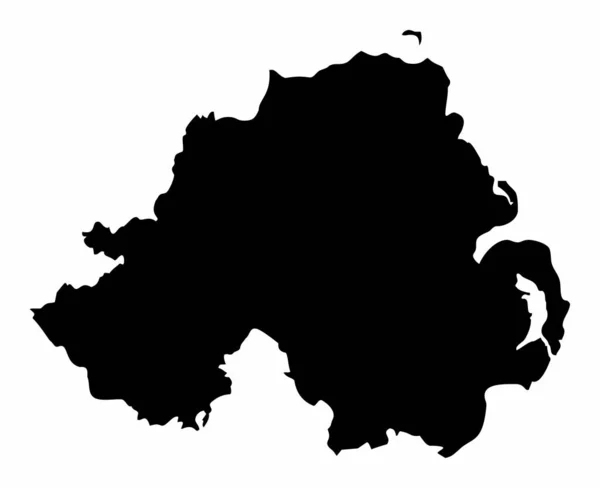 Carte Silhouette Irlande Nord Isolée Sur Fond Blanc — Image vectorielle