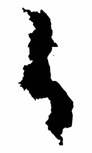 白い背景に孤立したマラウィのシルエット地図 — ストックベクタ