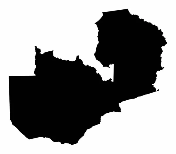 Силуетна Карта Замбії Ізольована Білому Тлі — стоковий вектор