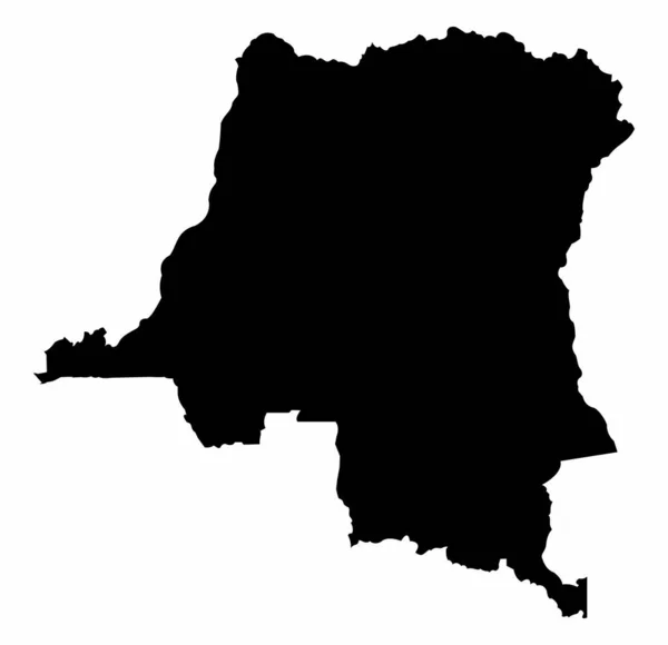 Democratic Republic Congo Silhouette Map Isolated White Background — Stock Vector