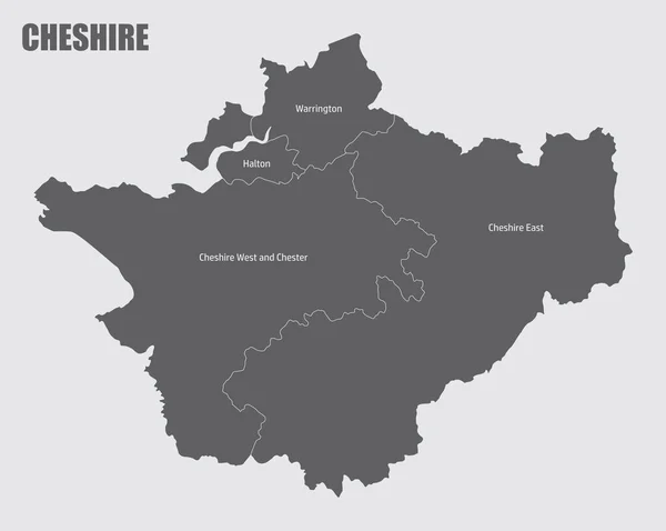 Mapa Aislado Del Condado Cheshire Dividido Distritos Con Etiquetas Inglaterra — Archivo Imágenes Vectoriales