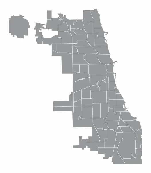 Chicago City Administrative Map Isolated White Background Usa — 图库矢量图片