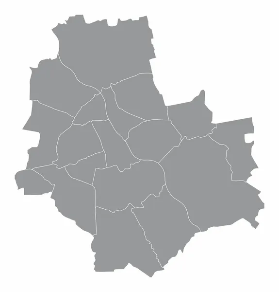 Varşova Şehir Yönetimi Haritası Beyaz Arka Planda Izole Edildi Polonya — Stok Vektör