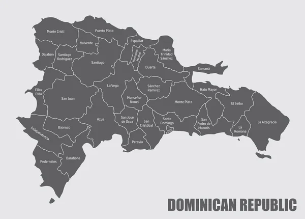 Mappa Amministrativa Della Repubblica Dominicana Mappa Isolata Con Etichette — Vettoriale Stock