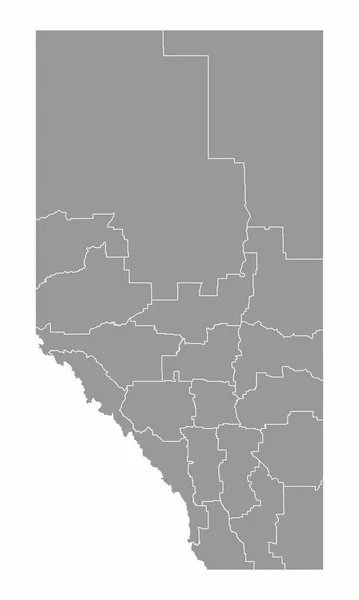 Mapa Administracyjna Prowincji Alberta Odizolowana Białym Tle Kanada — Wektor stockowy