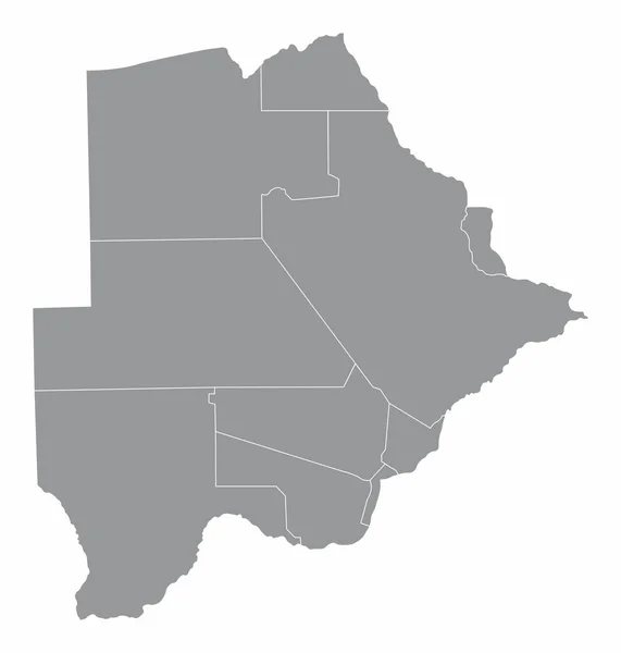 Peta Administratif Botswana Diisolasi Pada Latar Belakang Putih - Stok Vektor