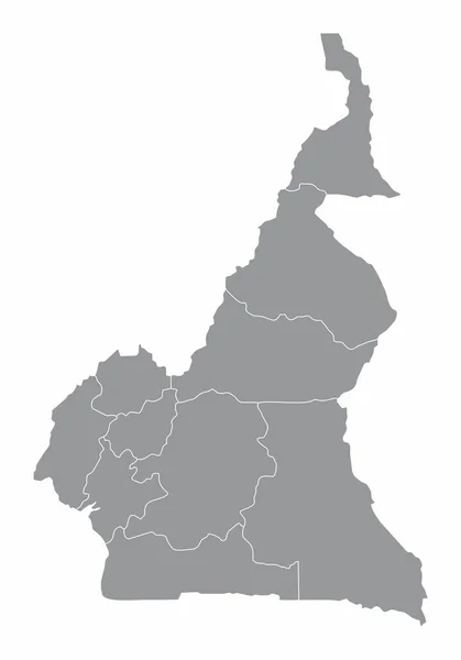 Mapa Administrativo Dos Camarões Isolado Sobre Fundo Branco — Vetor de Stock